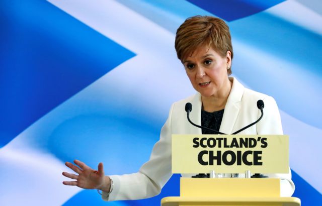 Scotland's First Minister Nicola Sturgeon delivers a speech in Edinburgh